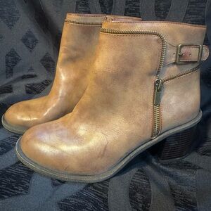 ❗️ Gianni Bini Brown Ankle Boots with Zipper Size 9.5M